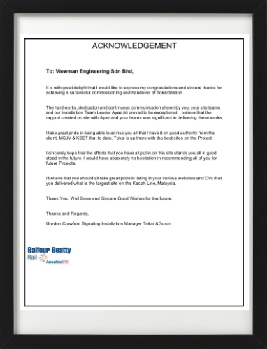 Balfour Beatty Acknowledgement